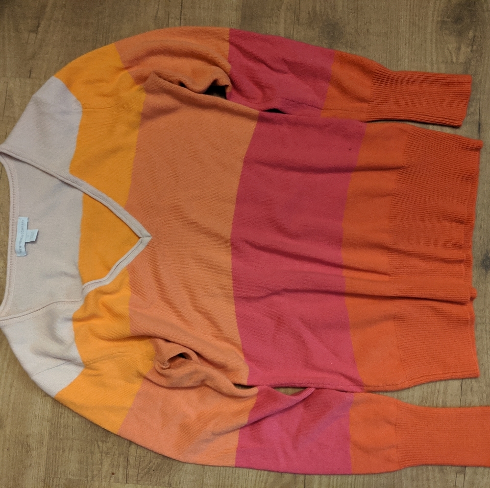 New York & Company Orange Striped XS Sweater